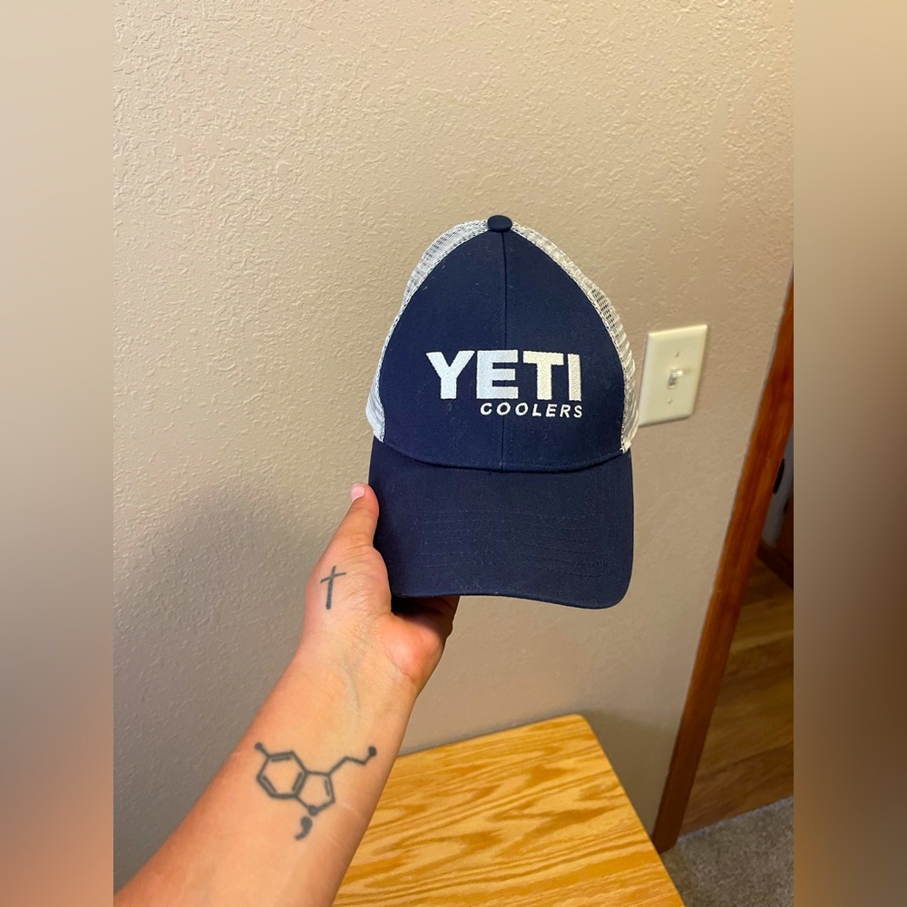 YETI Dark Blue Cap with White Mesh